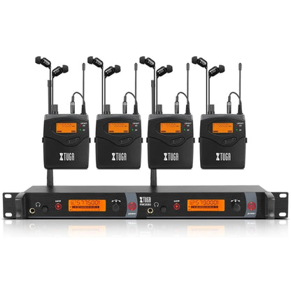XTUGA RW2080 UHF Wireless Stage Singer In-Ear Monitor System 4 BodyPacks(EU Plug) - Microphone by XTUGA | Online Shopping UK | buy2fix