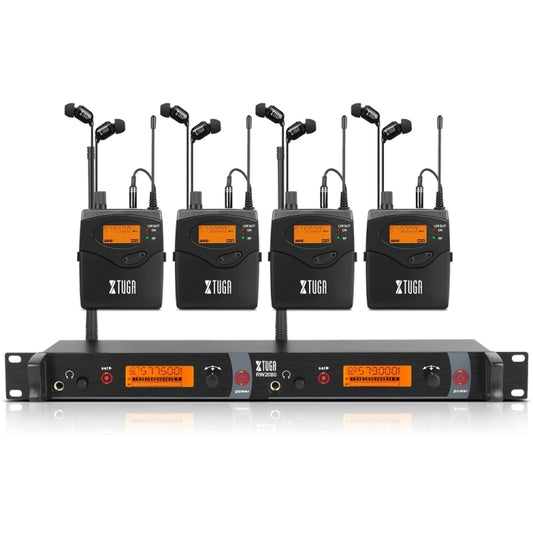 XTUGA RW2080 UHF Wireless Stage Singer In-Ear Monitor System 4 BodyPacks(EU Plug) - Microphone by XTUGA | Online Shopping UK | buy2fix
