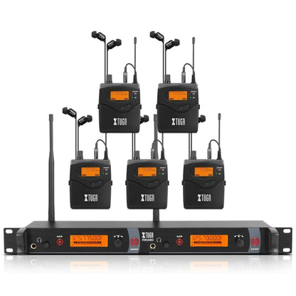 XTUGA RW2080 UHF Wireless Stage Singer In-Ear Monitor System 5 BodyPacks(US Plug) - Microphone by XTUGA | Online Shopping UK | buy2fix