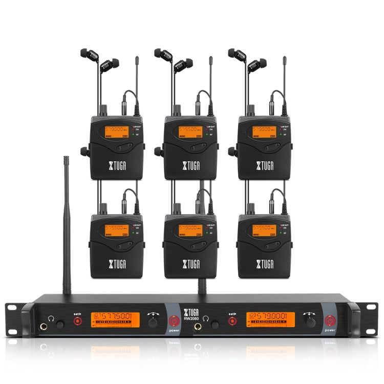 XTUGA RW2080 UHF Wireless Stage Singer In-Ear Monitor System 6 BodyPacks(AU Plug) - Microphone by XTUGA | Online Shopping UK | buy2fix
