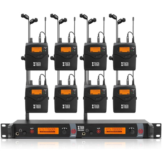 XTUGA RW2080 UHF Wireless Stage Singer In-Ear Monitor System 8 BodyPacks(EU Plug) - Microphone by XTUGA | Online Shopping UK | buy2fix