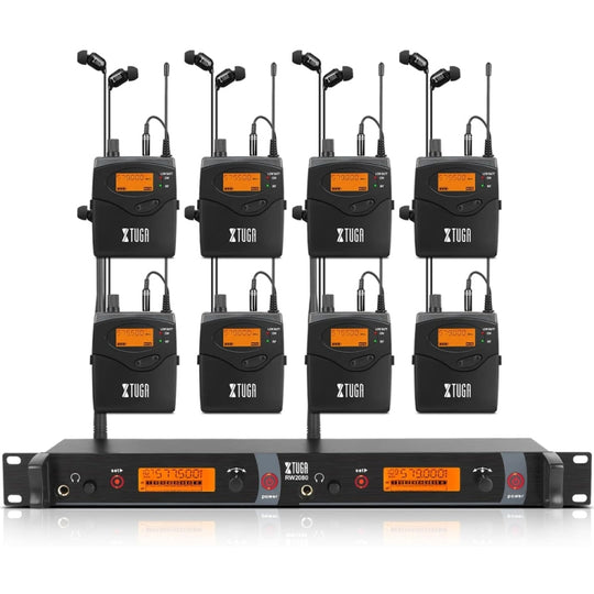 XTUGA RW2080 UHF Wireless Stage Singer In-Ear Monitor System 8 BodyPacks(AU Plug)