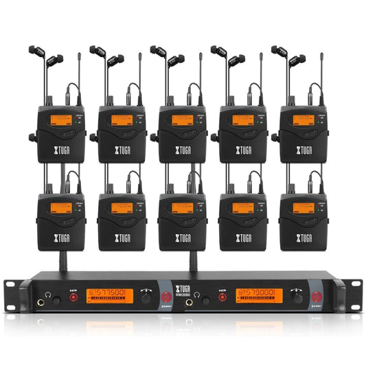XTUGA RW2080 UHF Wireless Stage Singer In-Ear Monitor System 10 BodyPacks(US Plug) - Microphone by XTUGA | Online Shopping UK | buy2fix