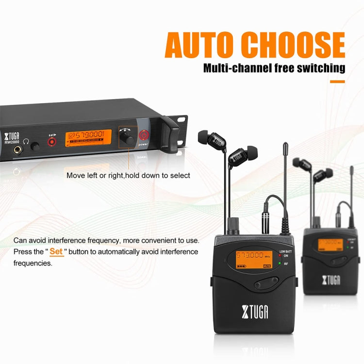 XTUGA RW2080 UHF Wireless Stage Singer In-Ear Monitor System 4 BodyPacks(EU Plug) - Microphone by XTUGA | Online Shopping UK | buy2fix