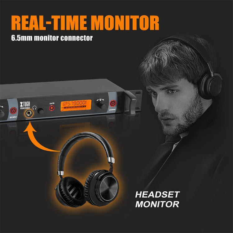 XTUGA RW2080 UHF Wireless Stage Singer In-Ear Monitor System 4 BodyPacks(EU Plug) - Microphone by XTUGA | Online Shopping UK | buy2fix