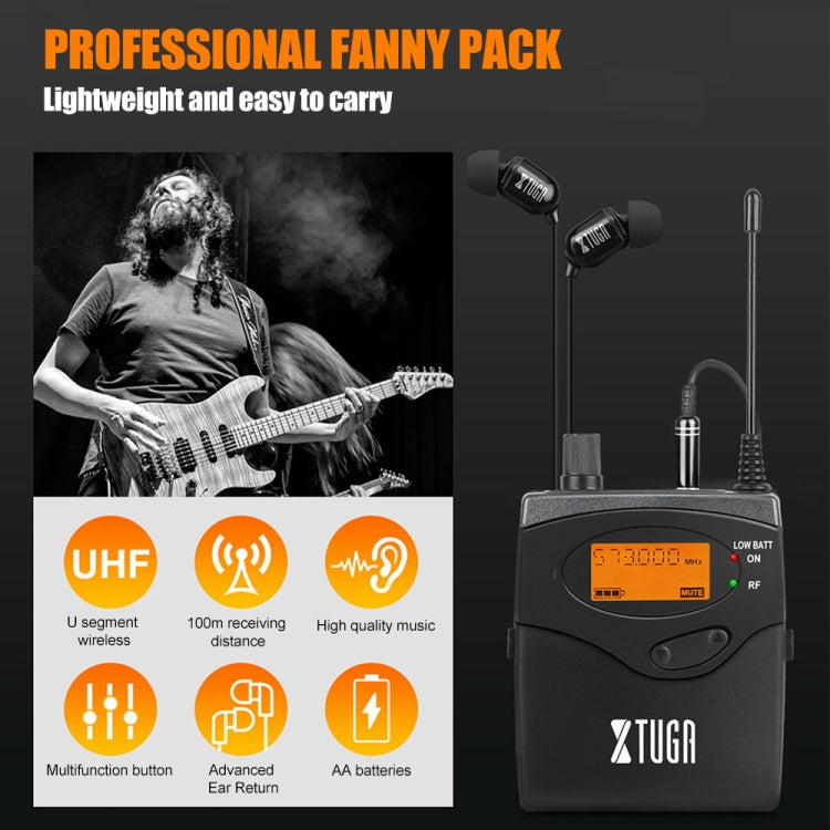 XTUGA RW2080 UHF Wireless Stage Singer In-Ear Monitor System 4 BodyPacks(EU Plug) - Microphone by XTUGA | Online Shopping UK | buy2fix