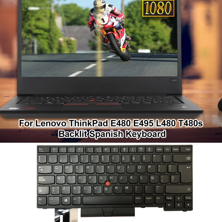 For Lenovo ThinkPad E480 / E495 / L480 Spanish Version Backlight Laptop Keyboard - Lenovo Spare Parts by buy2fix | Online Shopping UK | buy2fix