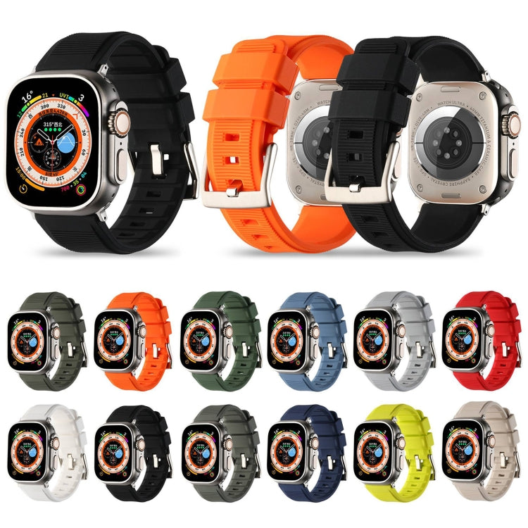 For Apple Watch Ultra 49mm Double Ring Silicone Watch Band(Black) by buy2fix