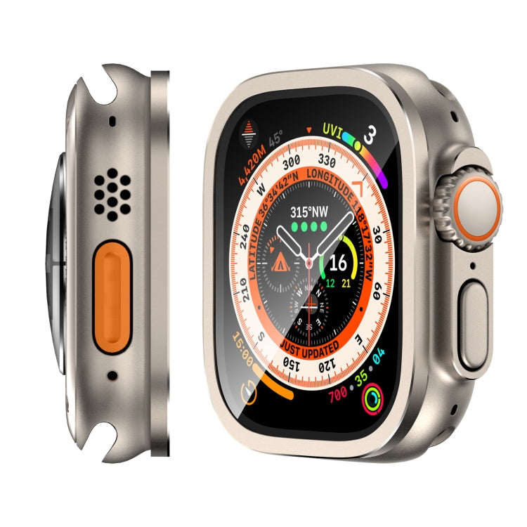 For Apple Watch Ultra 49mm Aluminum Alloy Frame Integrated Tempered Film(Original Color) by buy2fix