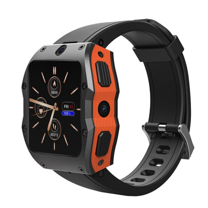 Model X 1.99 inch IP68 Waterproof Android 9.0 4G Dual Cameras Matte Smart Watch, Specification:2GB+16GB(Black Orange) by buy2fix