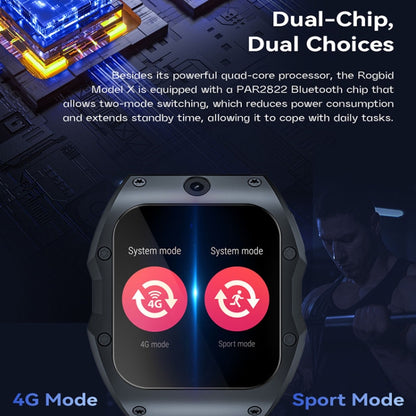 Model X 1.99 inch IP68 Waterproof Android 9.0 4G Dual Cameras Matte Smart Watch, Specification:4GB+128GB(Black Orange) by buy2fix