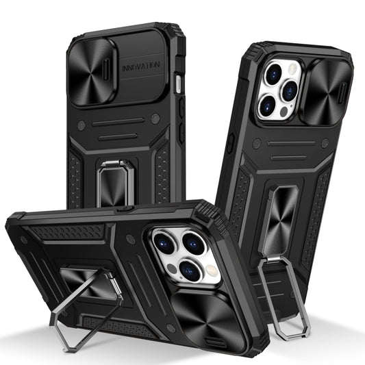 For iPhone 12 Pro Max Camshield Robot TPU Hybrid PC Phone Case(Black) - iPhone 12 Pro Max Cases by buy2fix | Online Shopping UK | buy2fix