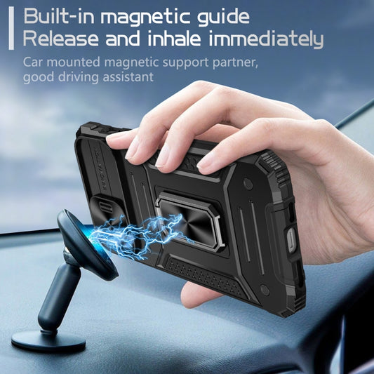 For iPhone 12 Pro Max Camshield Robot TPU Hybrid PC Phone Case(Black) - iPhone 12 Pro Max Cases by buy2fix | Online Shopping UK | buy2fix