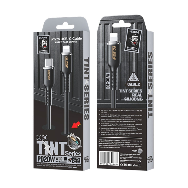 WK WDC-10 PD 20W USB-C/Type-C to 8 Pin Silicone Data Cable, Length: 1.2m(Black) - 2 in 1 Cable by WK | Online Shopping UK | buy2fix