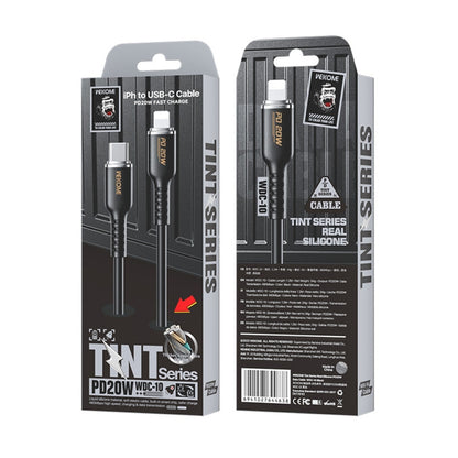 WK WDC-10 PD 20W USB-C/Type-C to 8 Pin Silicone Data Cable, Length: 1.2m(Black) - 2 in 1 Cable by WK | Online Shopping UK | buy2fix
