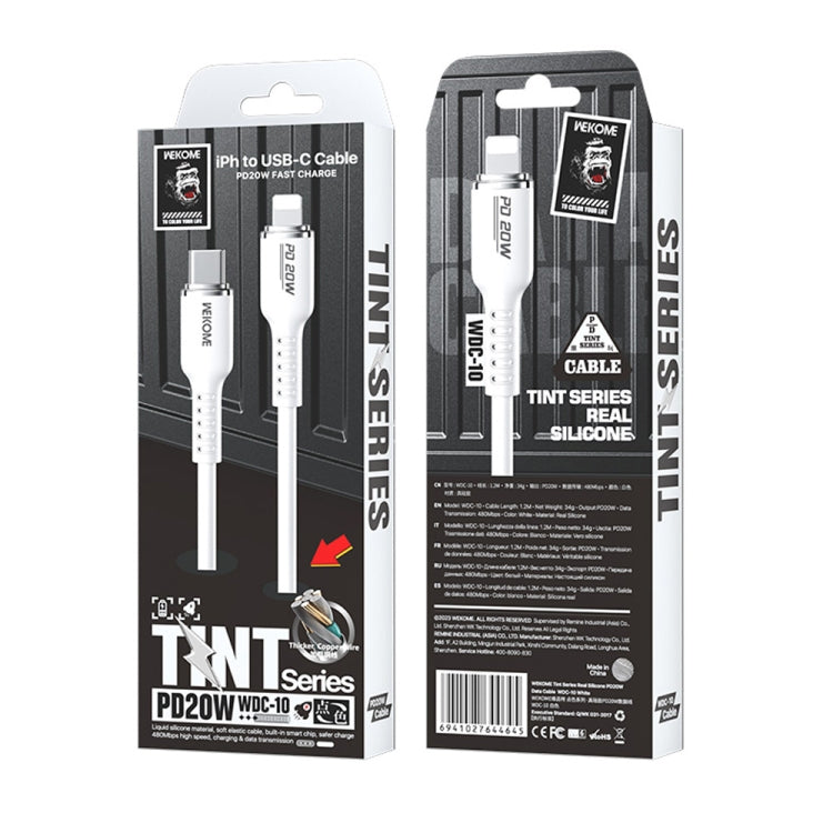 WK WDC-10 PD 20W USB-C/Type-C to 8 Pin Silicone Data Cable, Length: 1.2m(White) - 2 in 1 Cable by WK | Online Shopping UK | buy2fix
