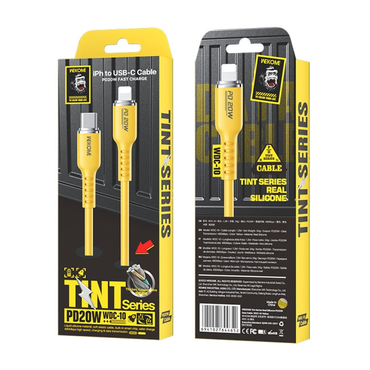 WK WDC-10 PD 20W USB-C/Type-C to 8 Pin Silicone Data Cable, Length: 1.2m(Yellow) - 2 in 1 Cable by WK | Online Shopping UK | buy2fix