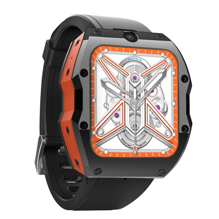 Model X 1.99 inch IP68 Waterproof Android 9.0 4G Dual Cameras Ceramics Smart Watch, Specification:4GB+128GB(Black Orange) by buy2fix