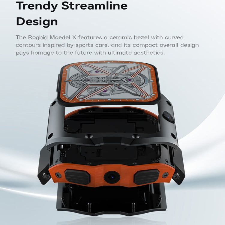 Model X 1.99 inch IP68 Waterproof Android 9.0 4G Dual Cameras Ceramics Smart Watch, Specification:2GB+16GB(Black Orange) by buy2fix