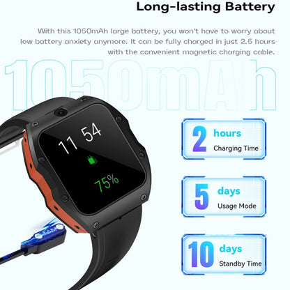 Model X 1.99 inch IP68 Waterproof Android 9.0 4G Dual Cameras Ceramics Smart Watch, Specification:4GB+128GB(Black) by buy2fix