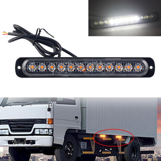 DC12V-24V / 36W Car Truck Emergency Strobe Flash Warning Light 12LEDs Long Ultra-thin Side Lights(White) - Warning Lights by buy2fix | Online Shopping UK | buy2fix