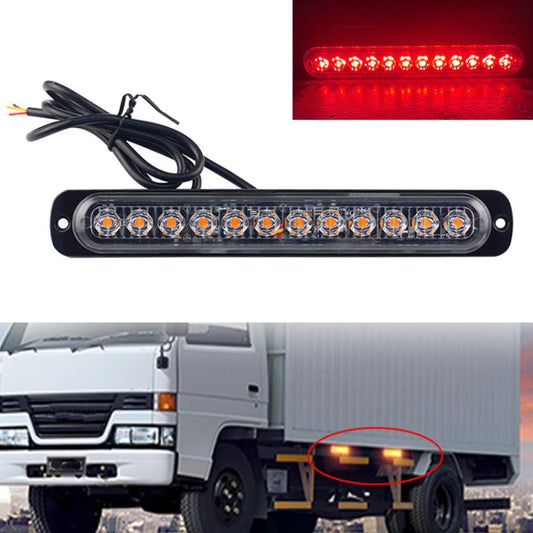 DC12V-24V / 36W Car Truck Emergency Strobe Flash Warning Light 12LEDs Long Ultra-thin Side Lights(Red) - Warning Lights by buy2fix | Online Shopping UK | buy2fix
