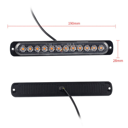 DC12V-24V / 36W Car Truck Emergency Strobe Flash Warning Light 12LEDs Long Ultra-thin Side Lights(Red) - Warning Lights by buy2fix | Online Shopping UK | buy2fix