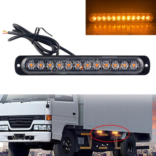 DC12V-24V / 36W Car Truck Emergency Strobe Flash Warning Light 12LEDs Long Ultra-thin Side Lights(Yellow) - Warning Lights by buy2fix | Online Shopping UK | buy2fix