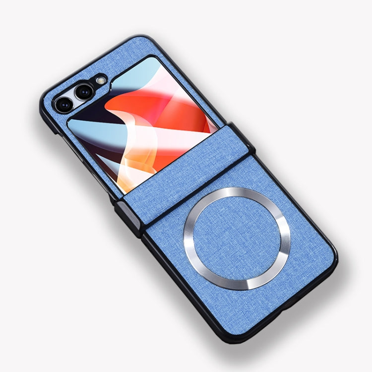 For Samsung Galaxy Z Flip5 MagSafe Back Screen Film Integrated Cloth Texture Phone Case(Light Blue) - Galaxy Z Flip5 Cases by buy2fix | Online Shopping UK | buy2fix