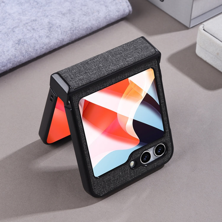For Samsung Galaxy Z Flip5 MagSafe Back Screen Film Integrated Cloth Texture Phone Case(Dark Blue) - Galaxy Z Flip5 Cases by buy2fix | Online Shopping UK | buy2fix