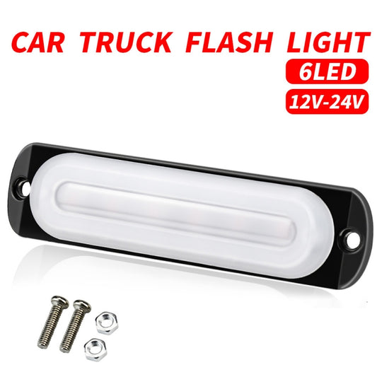 DC12V-24V / 18W Car Truck Emergency Strobe Flash Warning Light 6LEDs Ultra-thin Side Lights(Red) - Warning Lights by buy2fix | Online Shopping UK | buy2fix