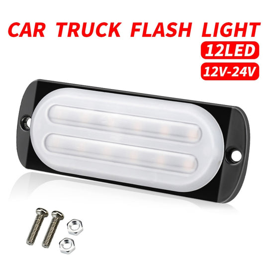 DC12V-24V / 36W Car Truck Emergency Strobe Flash Warning Light 12LEDs Ultra-thin Side Lights(Red) - Warning Lights by buy2fix | Online Shopping UK | buy2fix