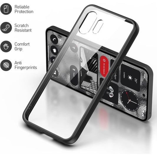 For Nothing Phone 2 Transparent Shockproof TPU Phone Case(Black) - Nothing Cases by buy2fix | Online Shopping UK | buy2fix