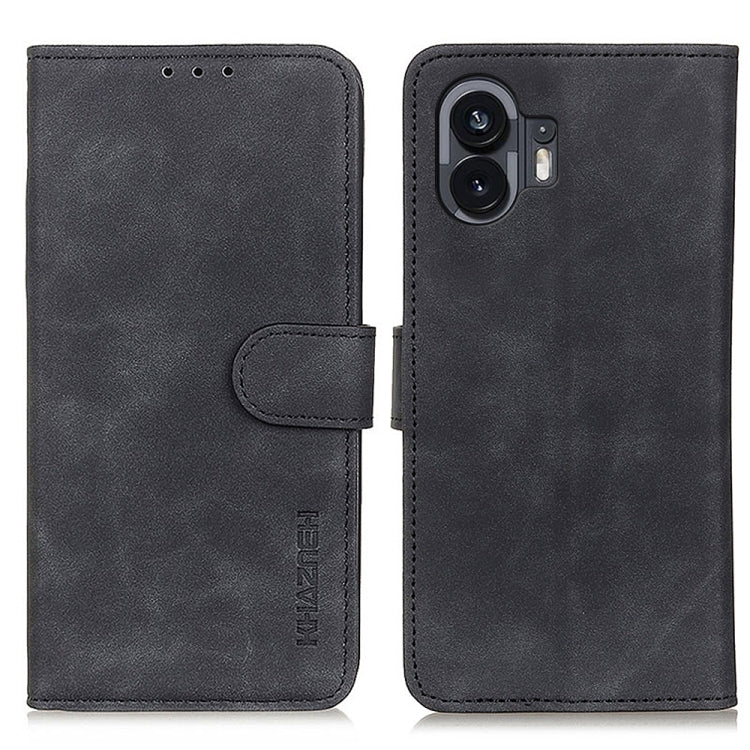 For Nothing Phone 2 KHAZNEH Retro Texture Leather Phone Case(Black) - Nothing Cases by buy2fix | Online Shopping UK | buy2fix