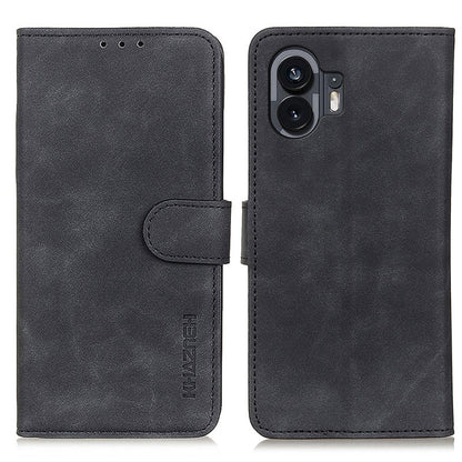 For Nothing Phone 2 KHAZNEH Retro Texture Leather Phone Case(Black) - Nothing Cases by buy2fix | Online Shopping UK | buy2fix