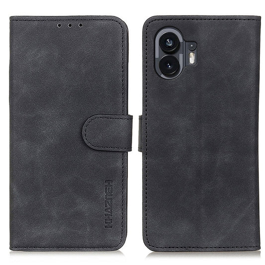 For Nothing Phone 2 KHAZNEH Retro Texture Leather Phone Case(Black) - Nothing Cases by buy2fix | Online Shopping UK | buy2fix