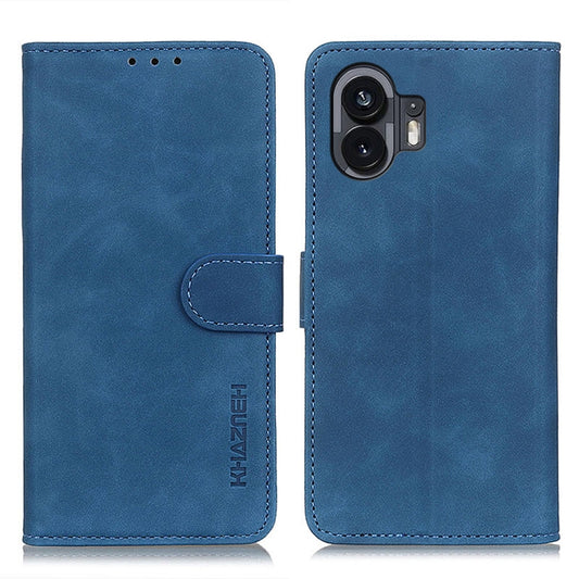For Nothing Phone 2 KHAZNEH Retro Texture Leather Phone Case(Blue) - Nothing Cases by buy2fix | Online Shopping UK | buy2fix