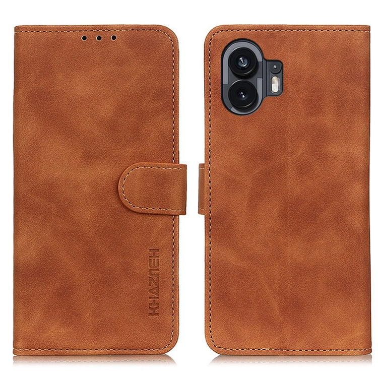 For Nothing Phone 2 KHAZNEH Retro Texture Leather Phone Case(Brown) - Nothing Cases by buy2fix | Online Shopping UK | buy2fix