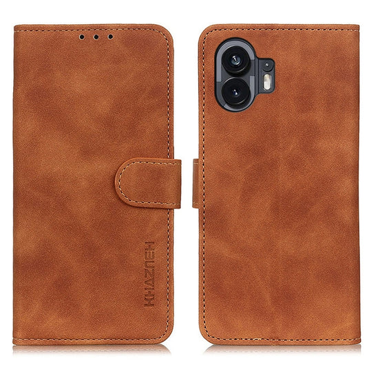 For Nothing Phone 2 KHAZNEH Retro Texture Leather Phone Case(Brown) - Nothing Cases by buy2fix | Online Shopping UK | buy2fix