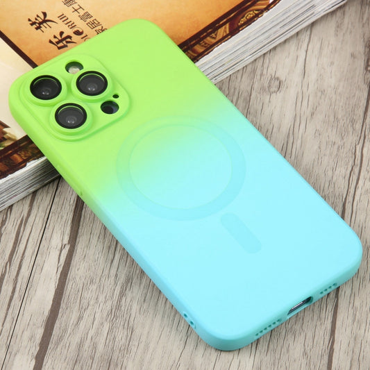 For iPhone 15 Pro Liquid TPU Silicone Gradient MagSafe Phone Case(Cyan Blue) - iPhone 15 Pro Cases by buy2fix | Online Shopping UK | buy2fix