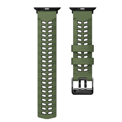 For Apple Watch Ultra 49mm Twill Dual-row Buckle Silicone Watch Band(Army Green Black) by buy2fix