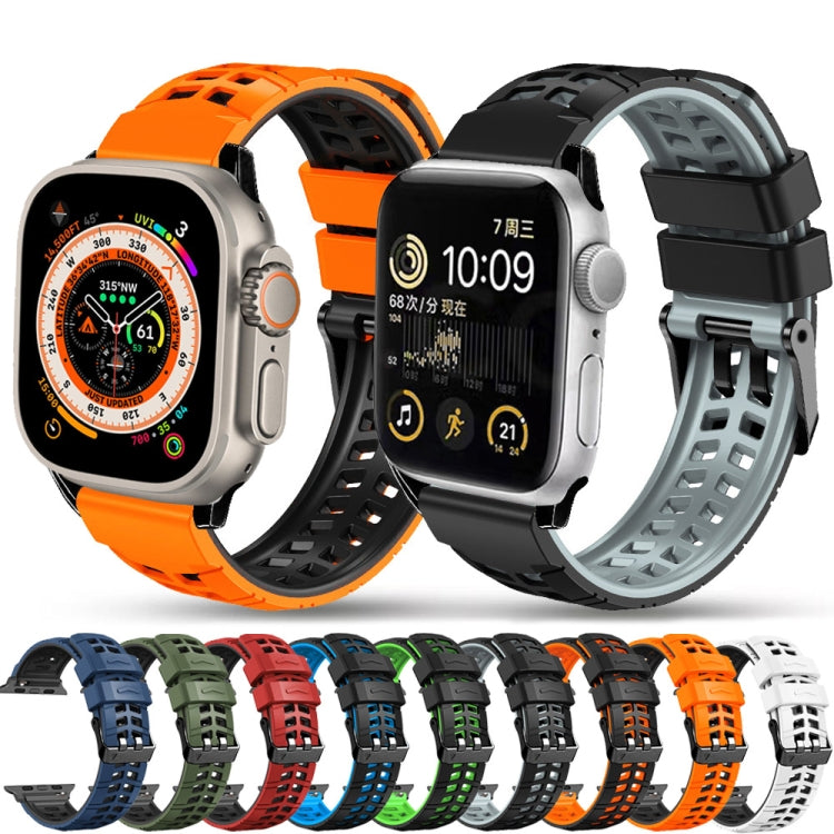 For Apple Watch Ultra 49mm Twill Dual-row Buckle Silicone Watch Band(Army Green Black) by buy2fix