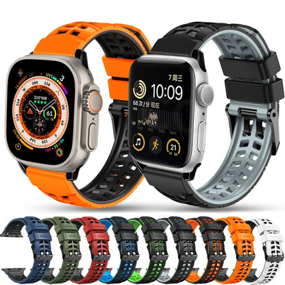 For Apple Watch Ultra 49mm Twill Dual-row Buckle Silicone Watch Band(Army Green Black) by buy2fix