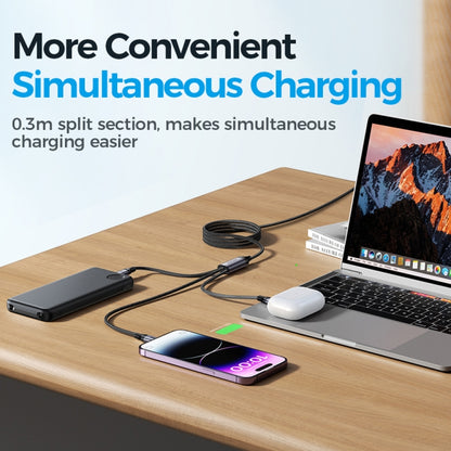 JOYROOM A21 30W Type-C to 8 Pin+Type-C+Micro USB 3 in 1 Charging Cable, Length: 1.2m(Black) - Multifunction Cable by JOYROOM | Online Shopping UK | buy2fix