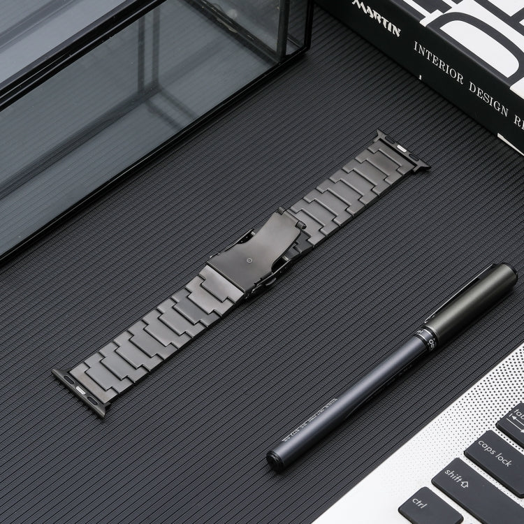 For Apple Watch Ultra 49mm Safety Buckle Titanium Steel Watch Band(Grey) by buy2fix