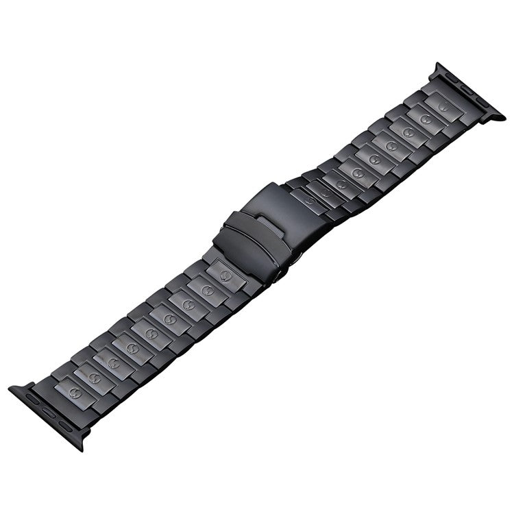 For Apple Watch SE 2022 40mm Safety Buckle Titanium Steel Watch Band(Black) by buy2fix