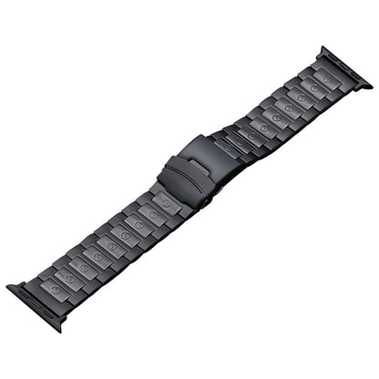 For Apple Watch SE 2022 40mm Safety Buckle Titanium Steel Watch Band(Black) by buy2fix