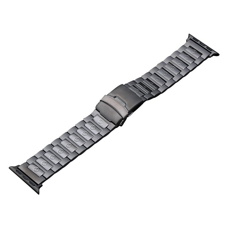 For Apple Watch SE 44mm Safety Buckle Titanium Steel Watch Band(Silver) by buy2fix