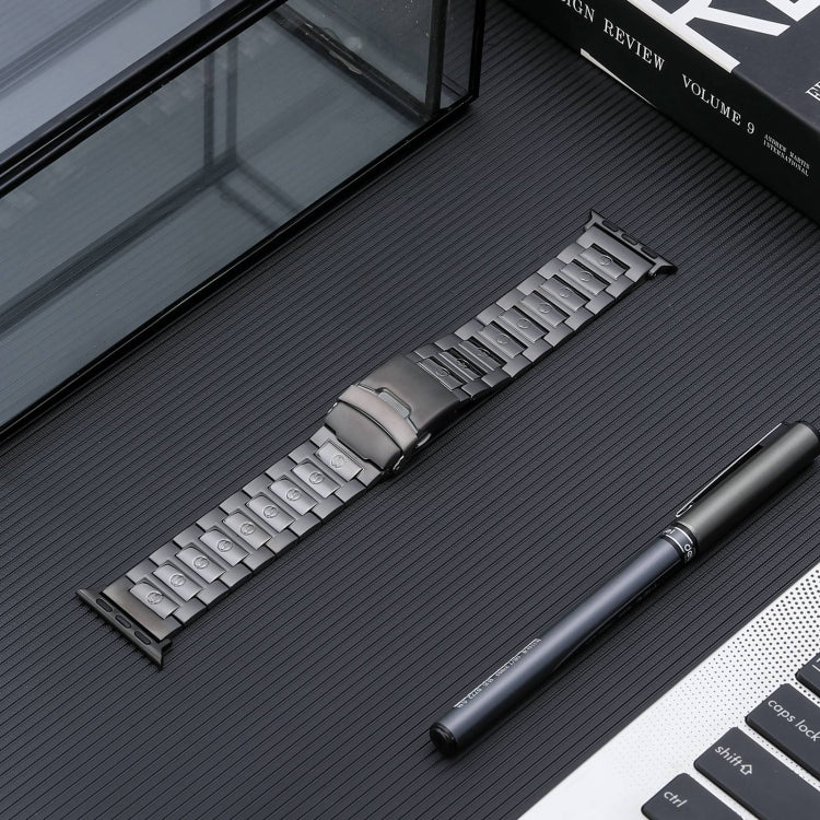 For Apple Watch SE 44mm Safety Buckle Titanium Steel Watch Band(Silver) by buy2fix