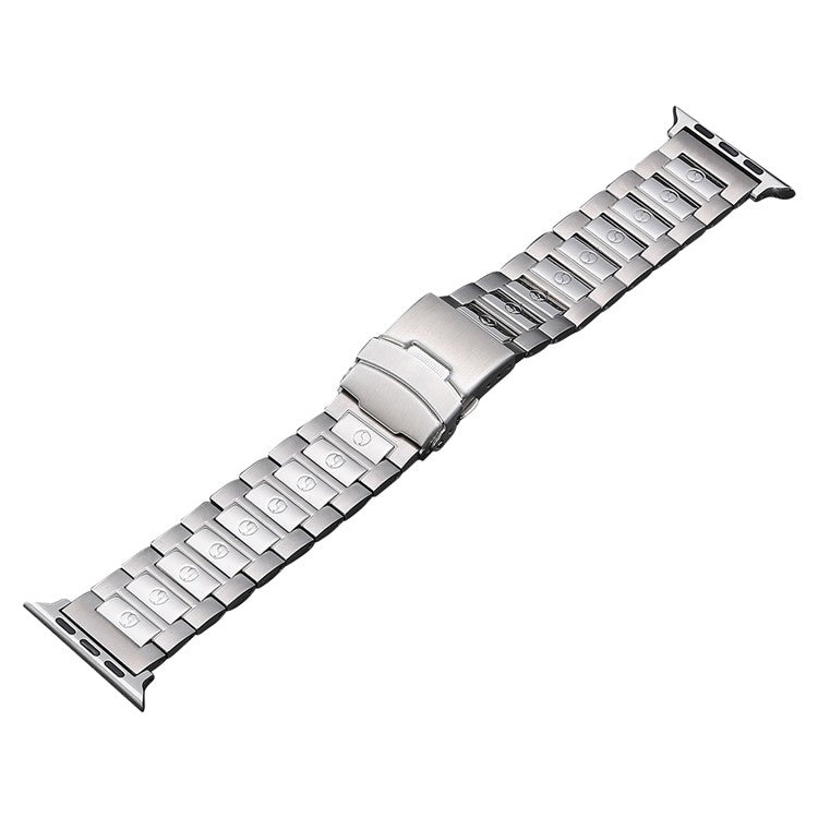 For Apple Watch Series 6 44mm Safety Buckle Titanium Steel Watch Band(Silver) by buy2fix